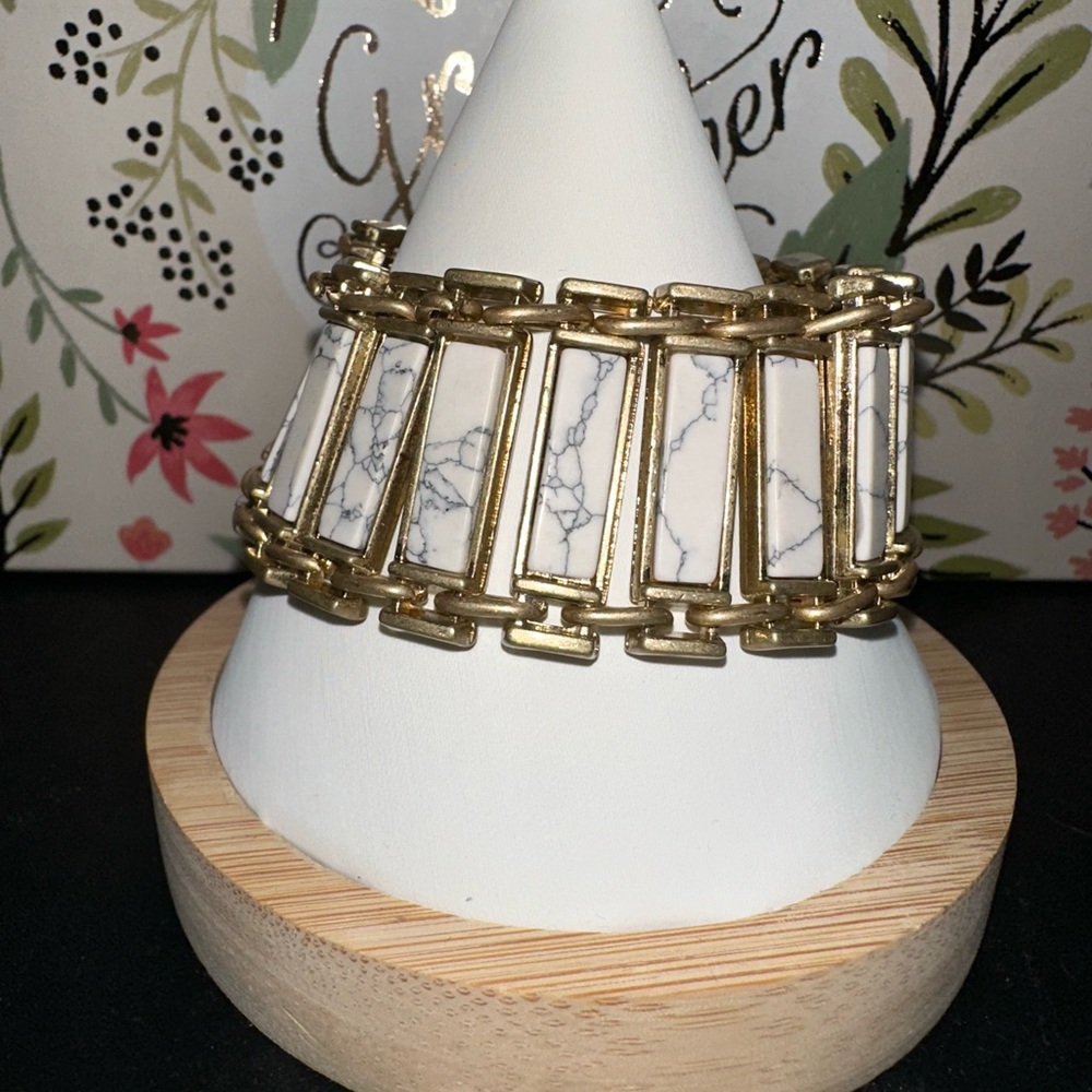 Gold and White Bracelet